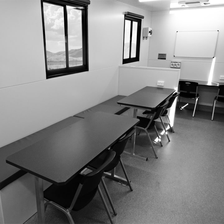 A modern meeting room facility inside our mobile site offices