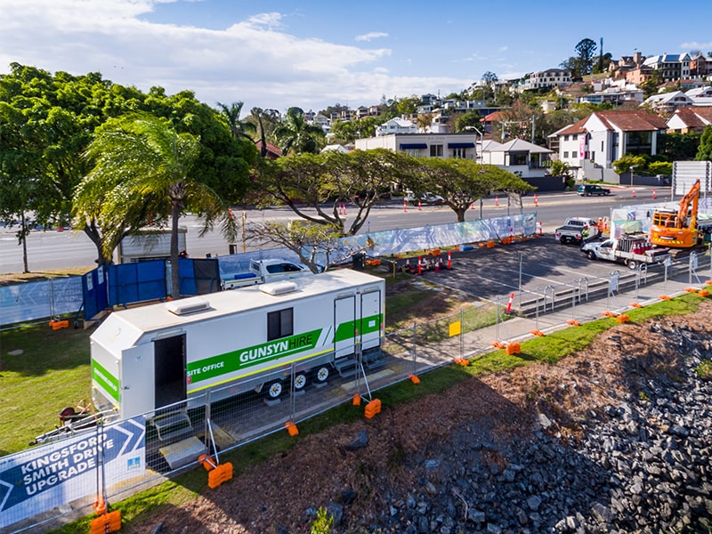 Qld infrastructure builders using a Gunsyn Caravan as a mobile site office