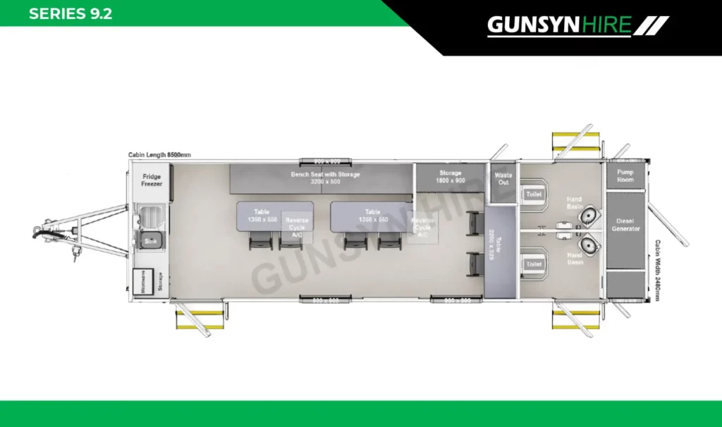 Floor plan on 9.2 series caravan