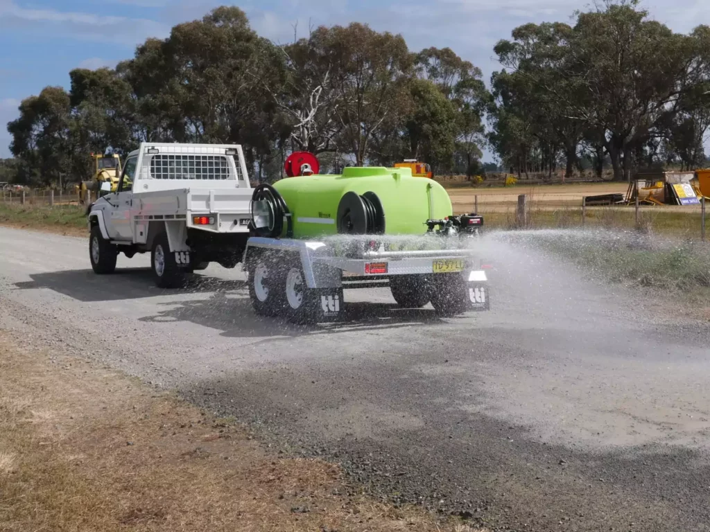 Unit in operation on a dirt road