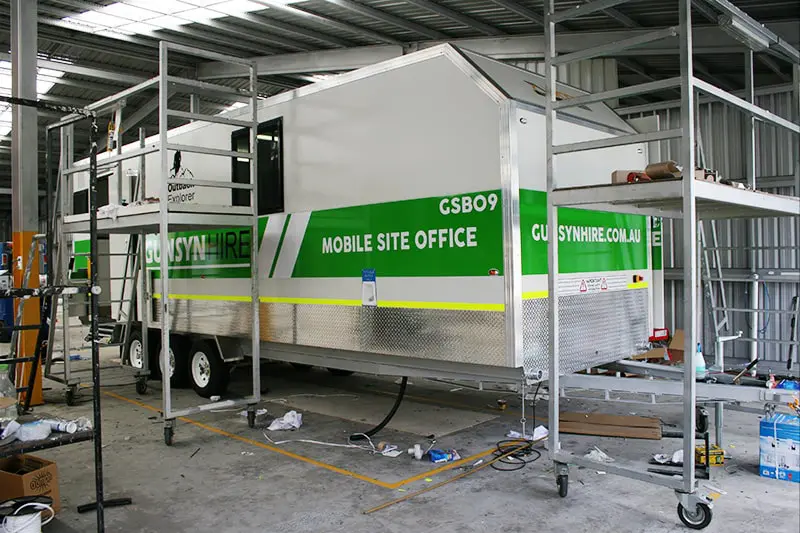 A production shot of one of our newer caravan's being built